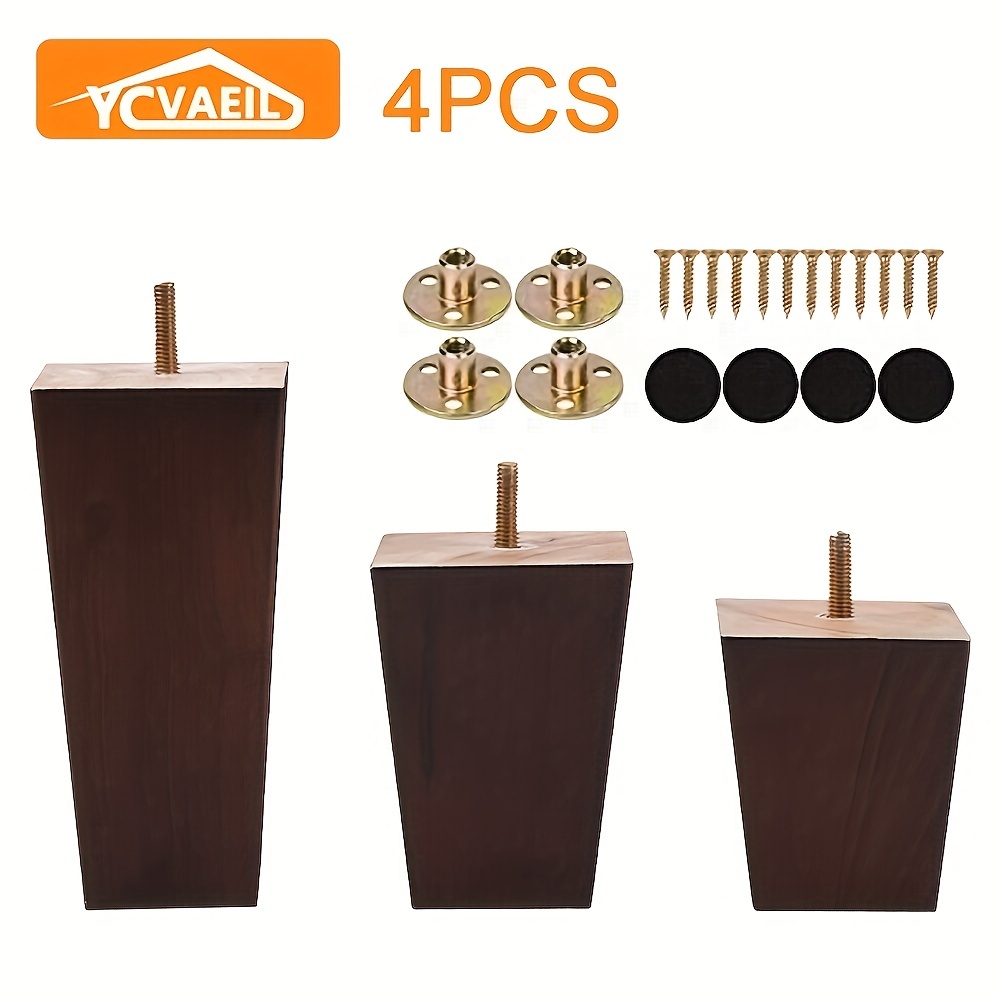4PCS-Patas inclinadas de madera maciza de 15 cm [película gratis +  tornillos + almohadillas para los pies] 16 patas de madera para muebles  Vhermosa LKX-1369-3