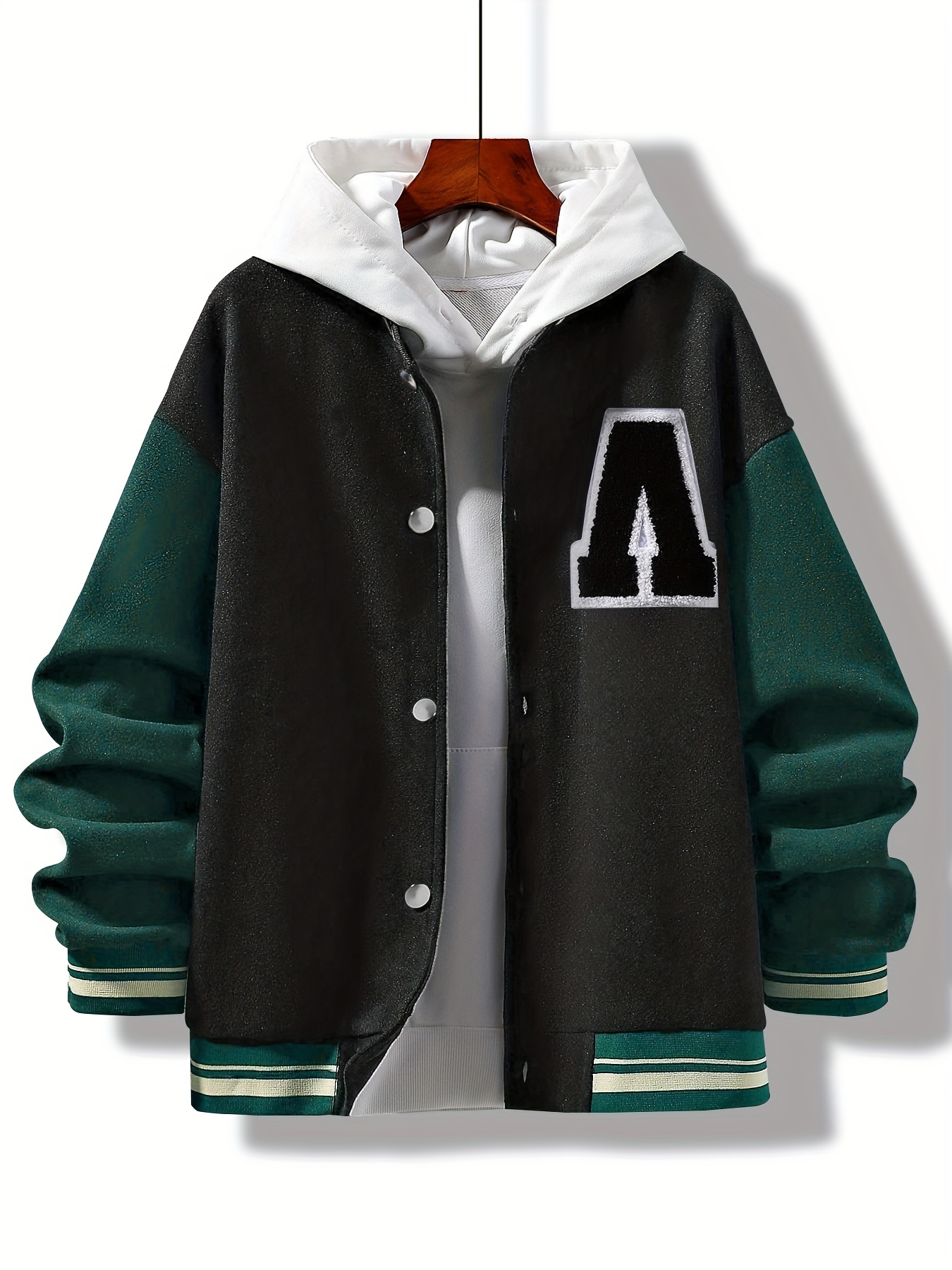 Men's Baseball Uniform Sleeve Contrast Color Long Sleeve Jacket Without  Hoodie - Temu