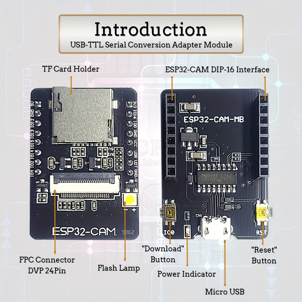 Camera Module Based on ESP32 with ESP32-CAM-MB adapter