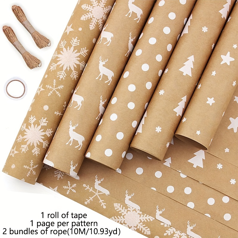 Christmas Gift Wrapping Paper With Hemp Rope And Tape 39.37 - Temu