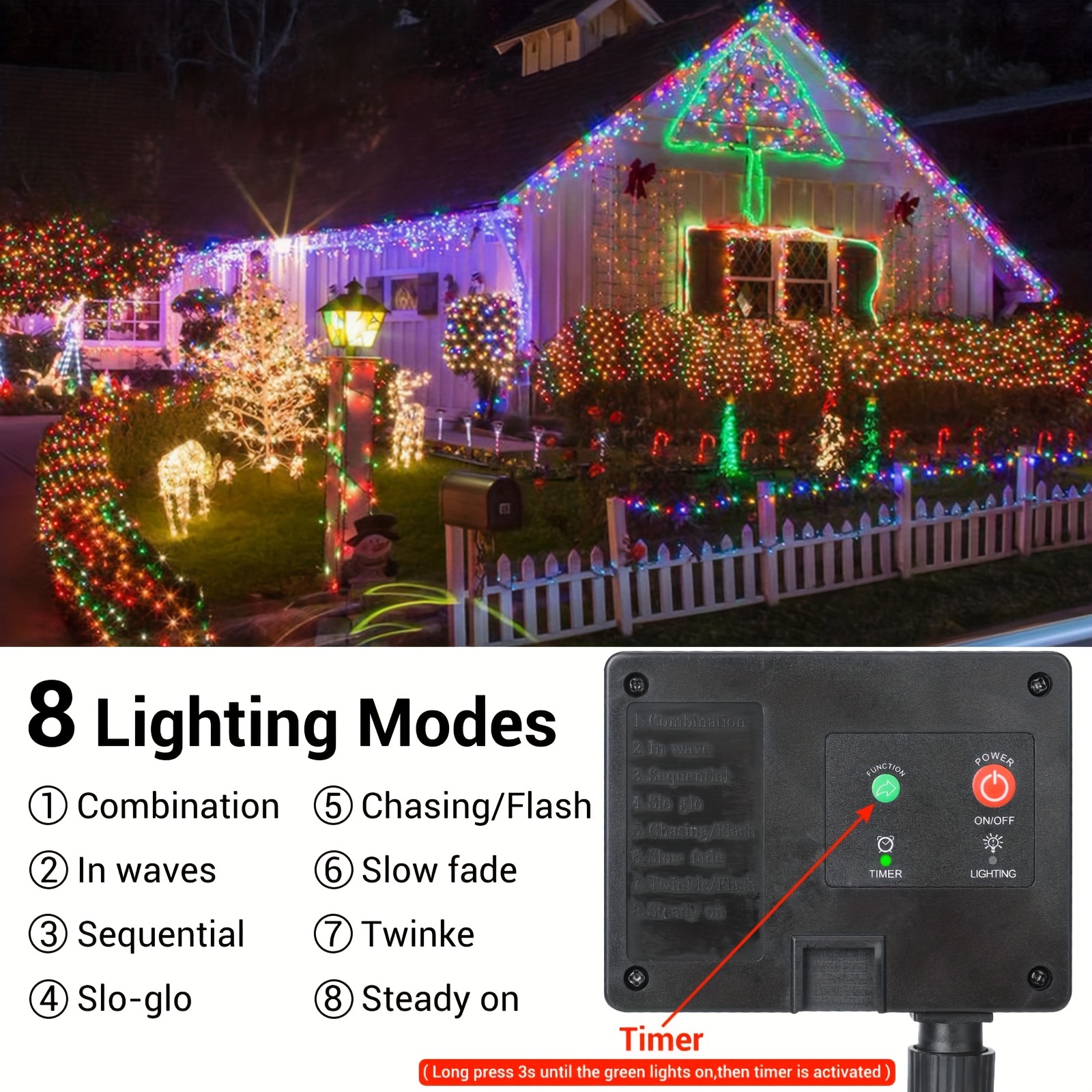 400led Solar Fairy Lights 8 Modes Timer Function Solar - Temu