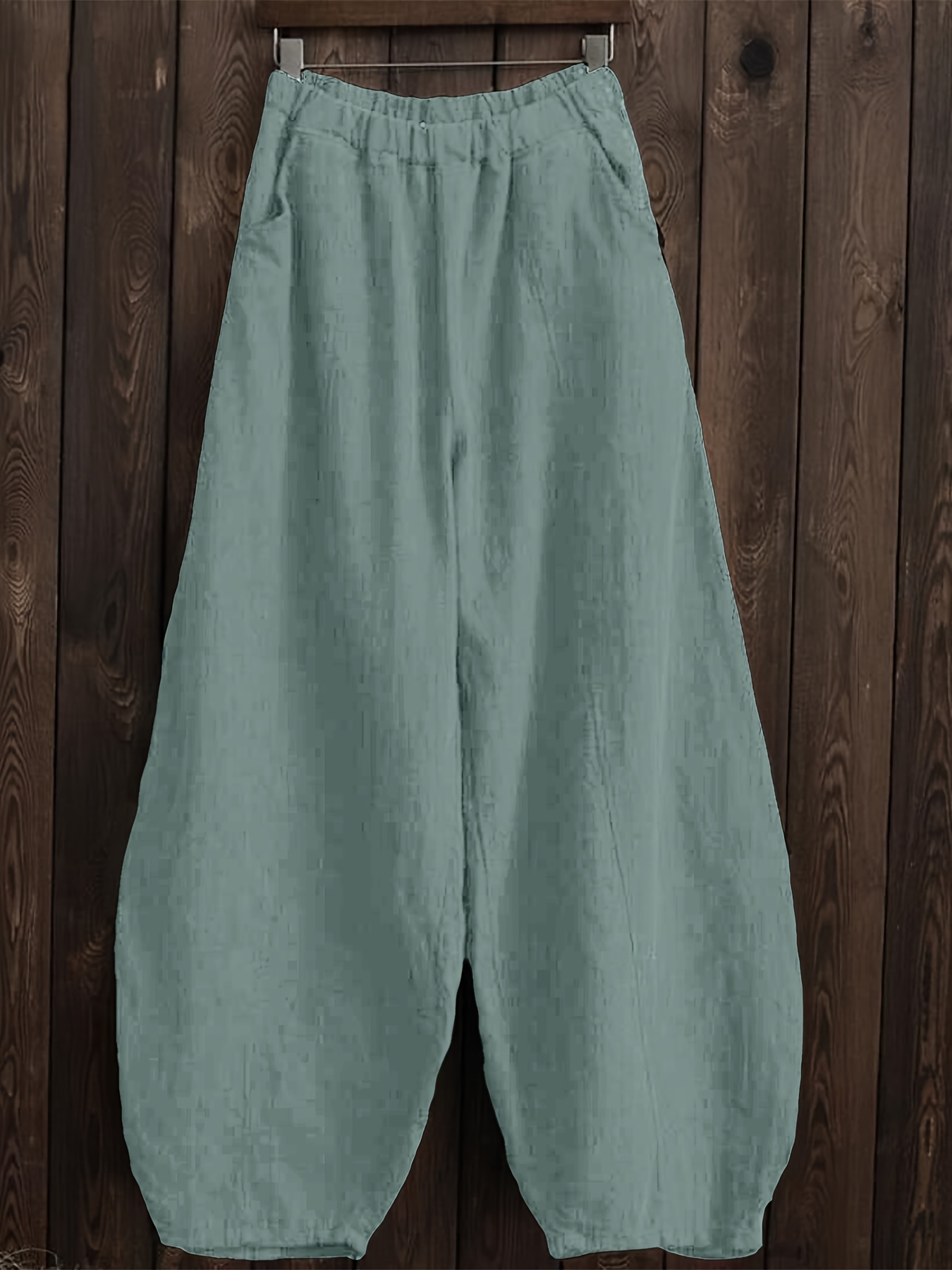 Women's Casual Cotton Linen Lantern Pants Baggy Elastic Waist