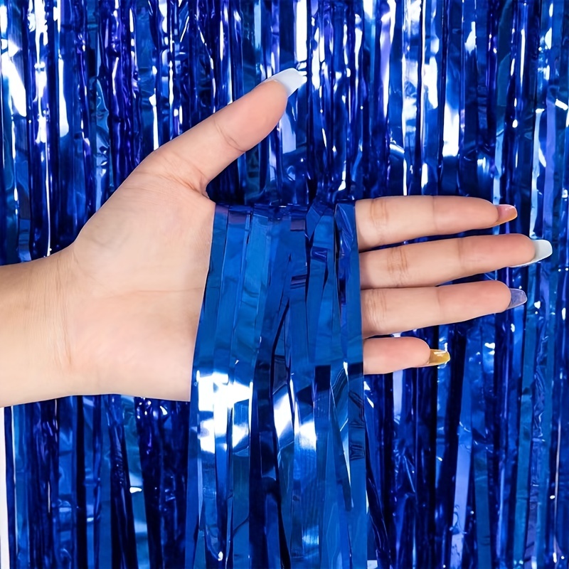 Gender Reveal Backdrop Matte Foil Fringe And Blue - Temu