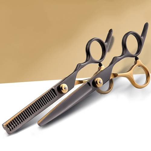 Hair Cutting Scissors, Professional Home Hair Cutting Barber/Salon Thinning Shears, Stainless Steel Hairdressing Scissors Black Golden