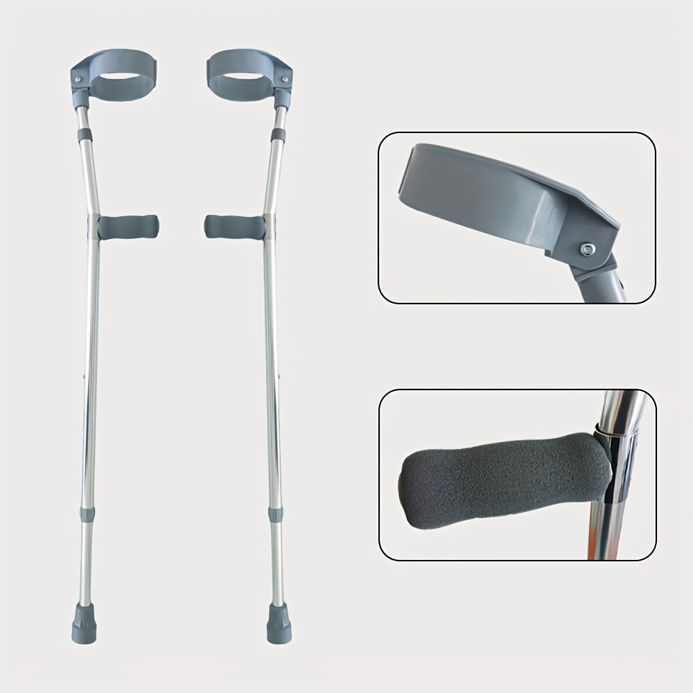 KMINA - Muletas de antebrazo para adultos (2 unidades, puño abierto),  muletas para adultos ajustables, muletas de brazo para adultos con puntas