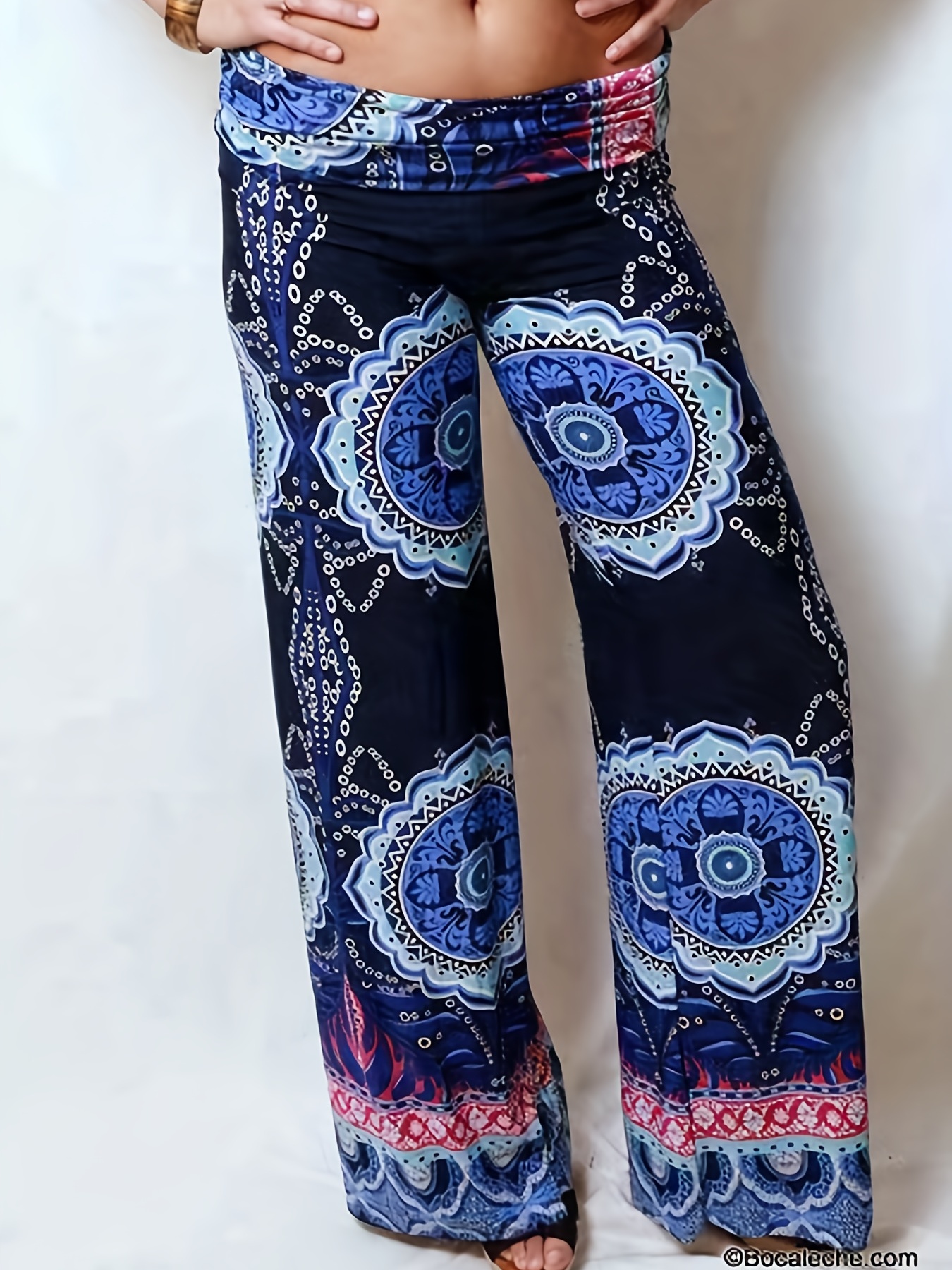 Bohemian Style Paisley Print Flare Leg Yoga Pants Print Bell - Temu