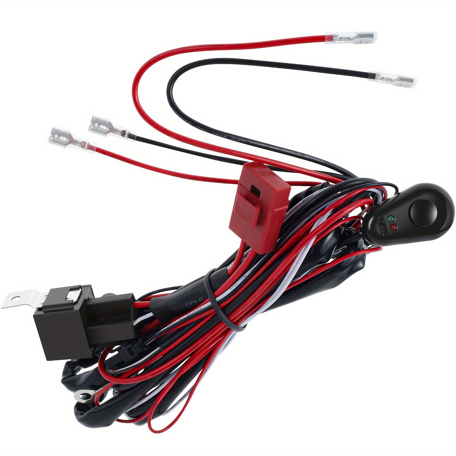 AUXTINGS Kit de harnais de câblage universel 3 mètre 40A 12V Relay LED  Barre d'éclairage avec interrupteur marche/arrêt pour la conduite des feux  de route LED brouillard(2 pistes) : : Auto et