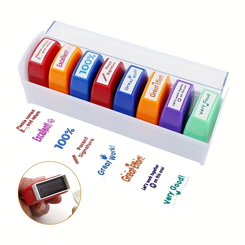 Paquete de 6 sellos para profesores, sellos de goma autoentintados para  comentarios, sellos fotosensibles de revisión de profesores para niños