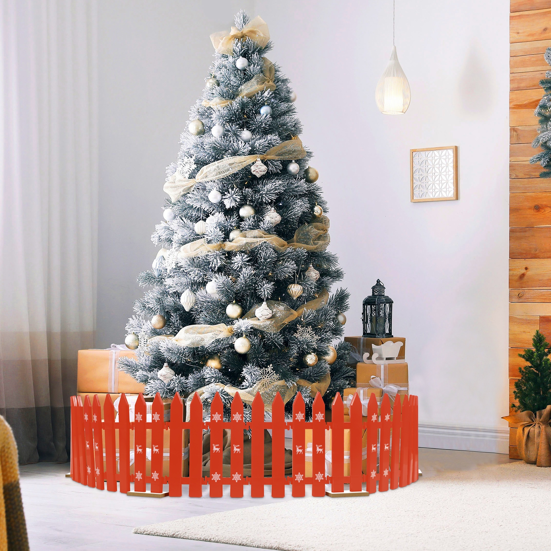 Christmas Tree Red Fence Decorations Xmas Indoor Outdoor - Temu Israel