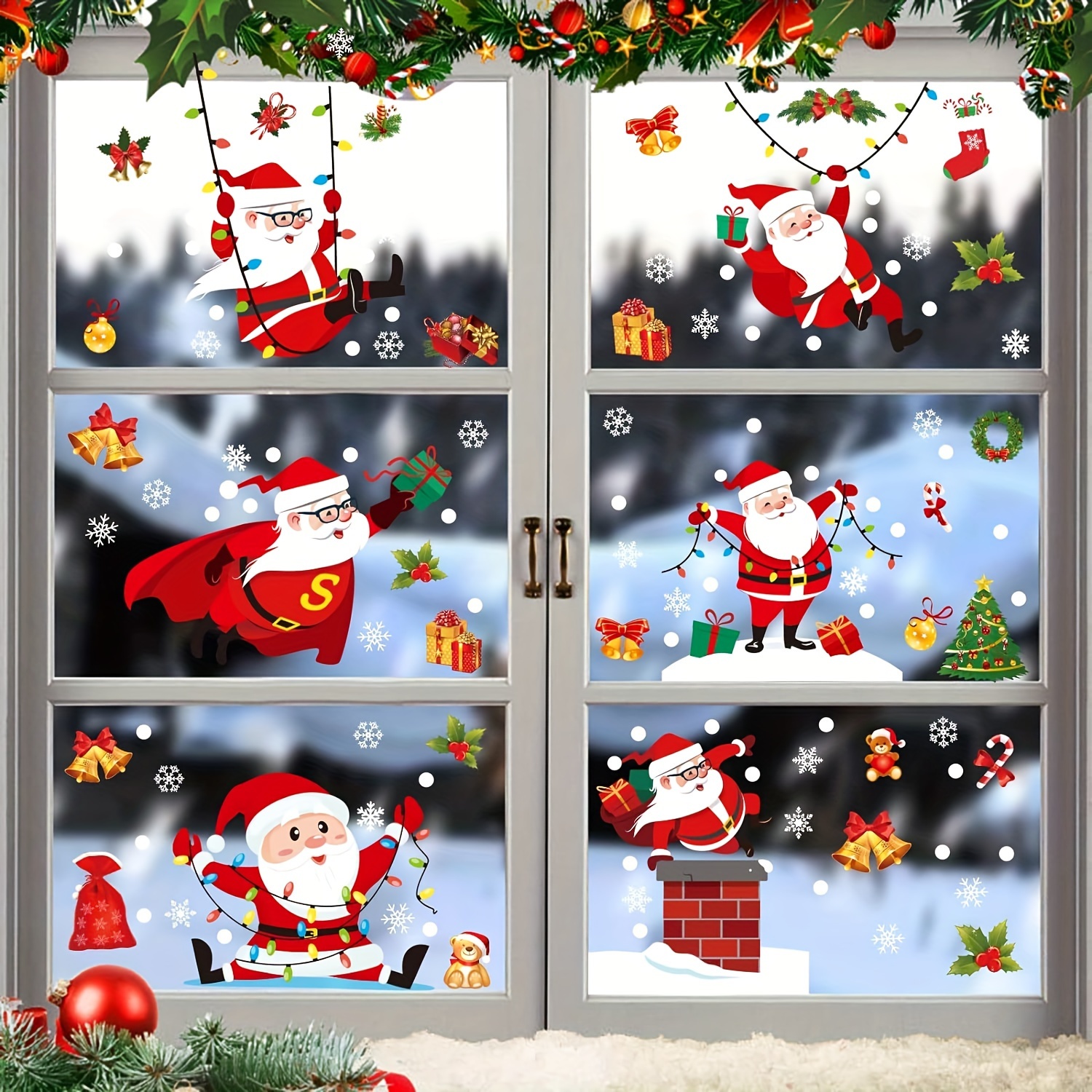 Dan River Adhesivos De Navidad Para Ventana, 10 Hojas, 285 Unidades Calcomanias Navidenas De Doble Cara Calcomanias De Ventana Para Ventanas De