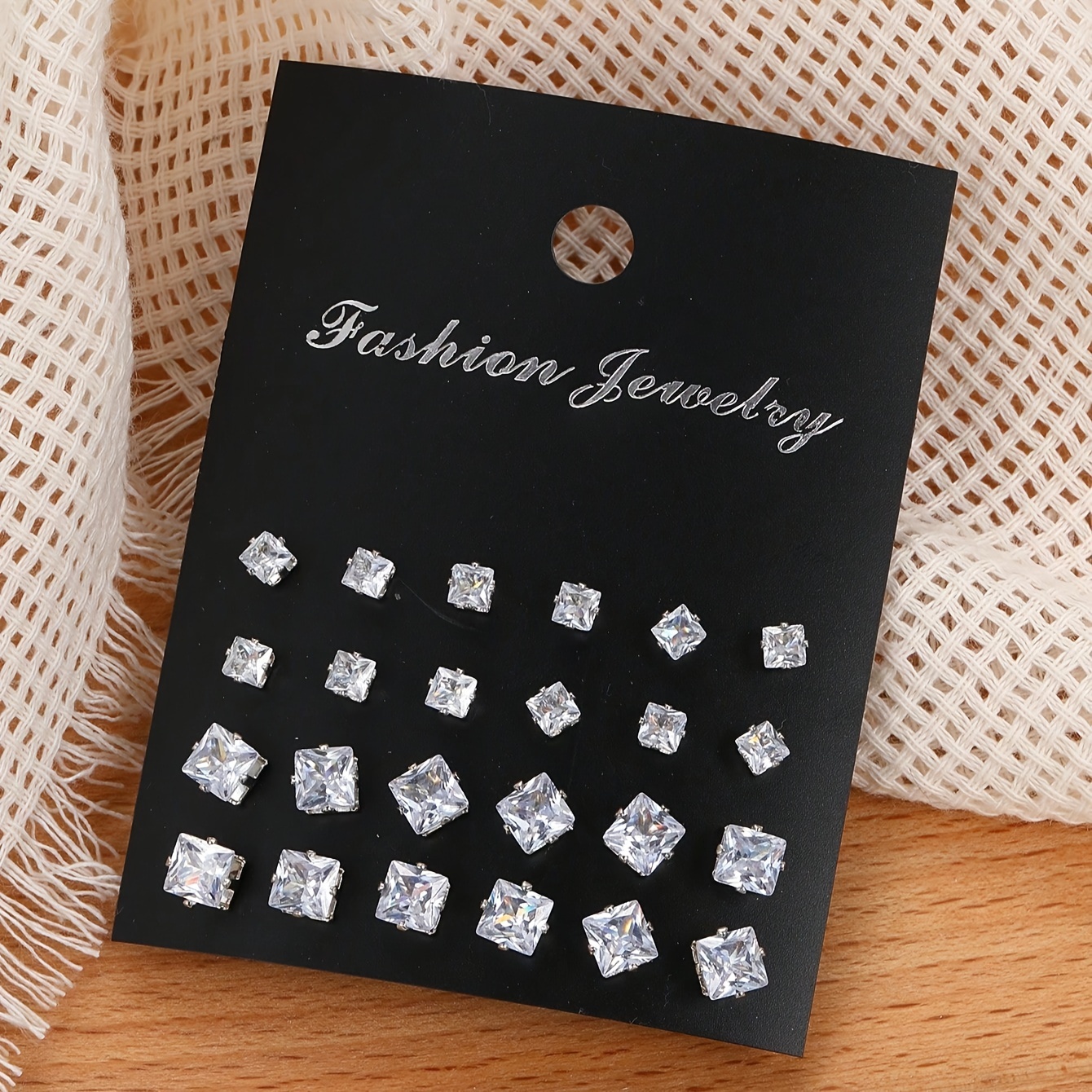 

12 Pairs Elegant Simple Style Cube Stud Earrings, Square Earrings, Birthday Holiday Gift