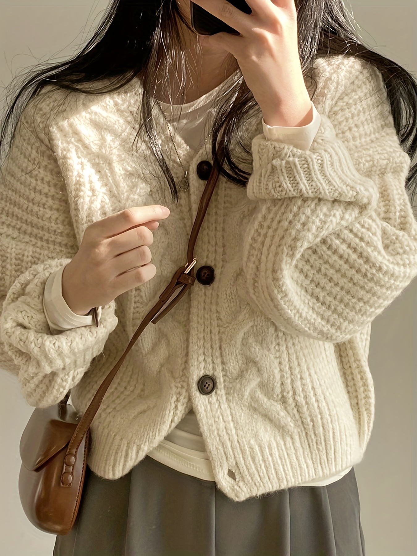 Long Beige Cardigan