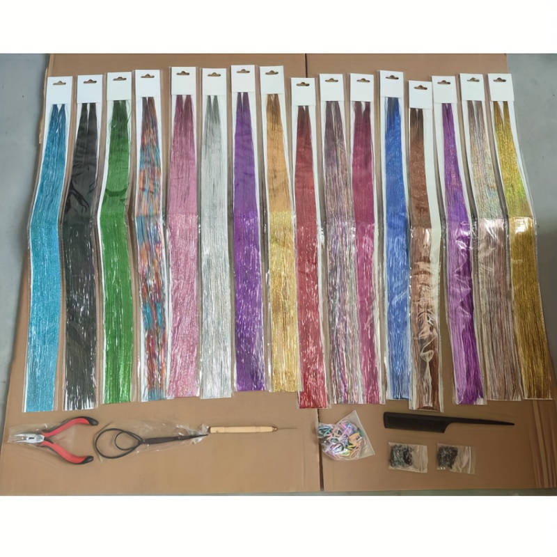 Hair Tinsel Kit 12 Colors Fairy Hair Tinsel With Tools 2400 - Temu