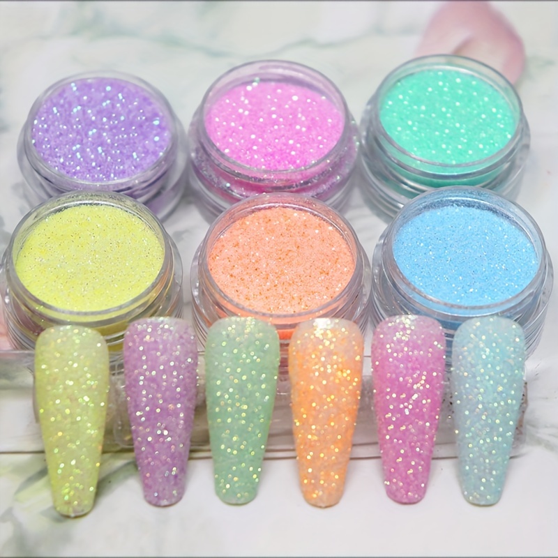 6 Color Diamond Nail Powder Sparkling Nail Glitter Shiny - Temu