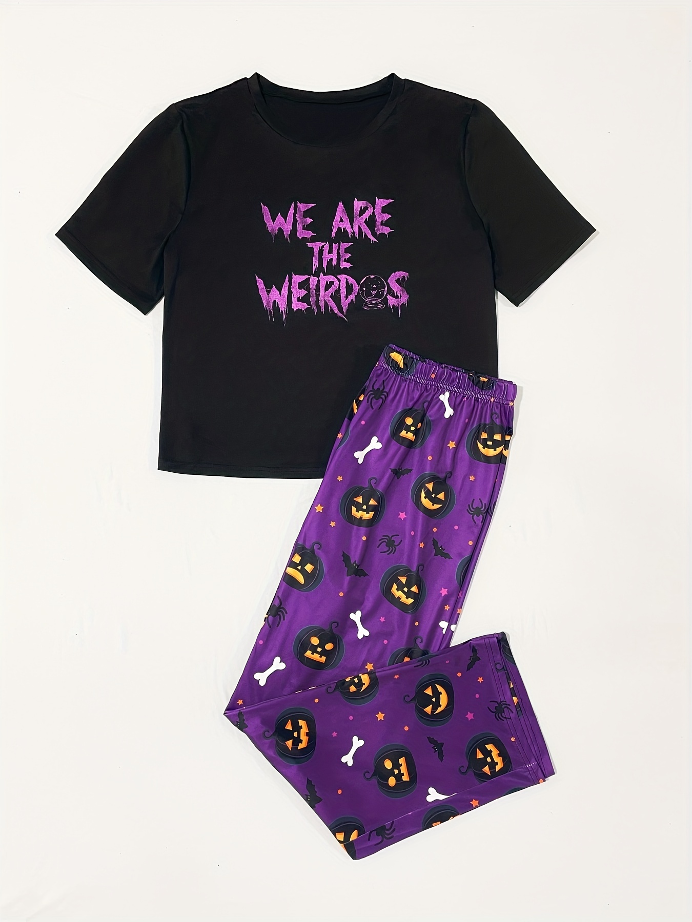 Gothic Pajama Set Women's Pumpkin Bat Print Shorts
