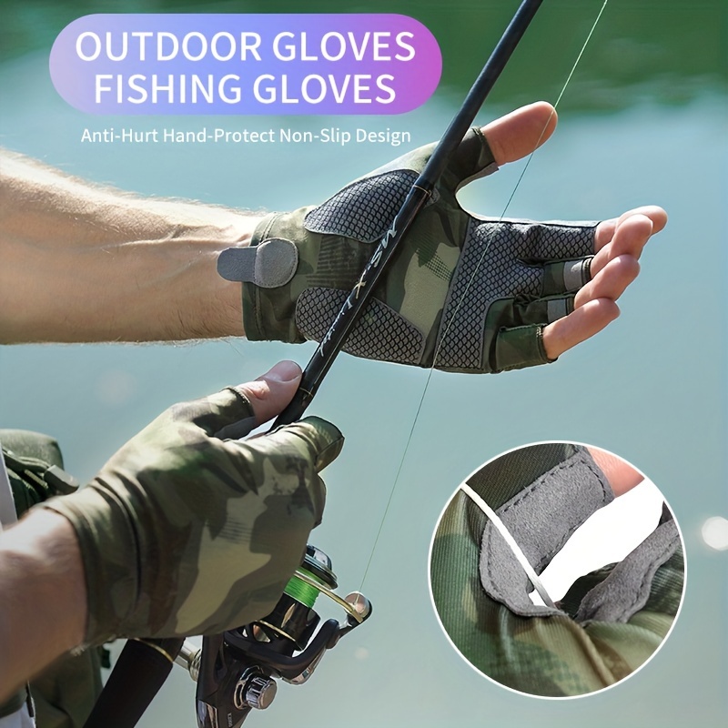 Fingerless Fishing Gloves, Self Adhesive Nylon Material Touchscreen Outdoor Fishing  Gloves For Outdoor Sports 