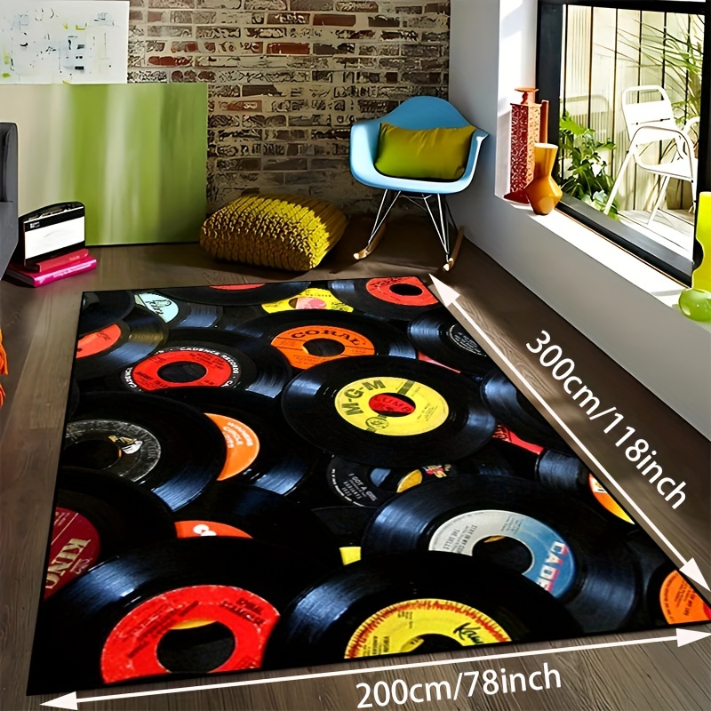 Retro Colored Vinyl Records Music Background Area Rugs Living Room Floor  Mat Rug