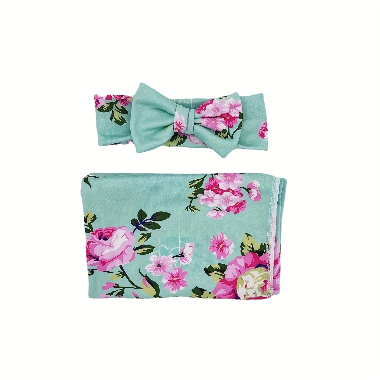 Baby Receiving Blanket +headband Set Flower Print Baby - Temu Canada