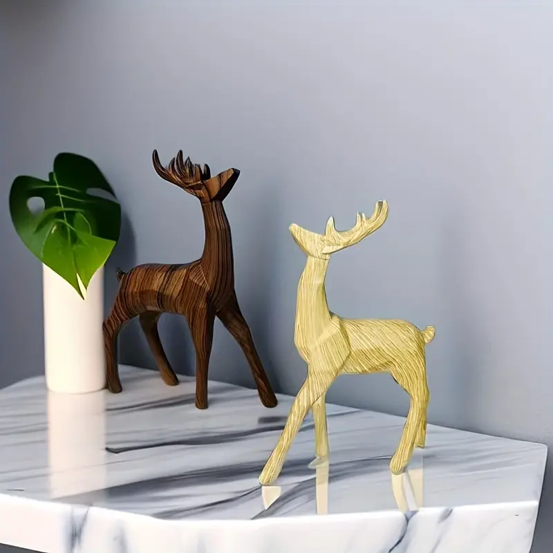 1pc Deer Ornament Resin Statue Art Craft Geometric Abstract Sculpture For Home Living Room Office Cafe Decor Room Tabletop Display Entryway Decor Winter Christmas New Year Decor details 1