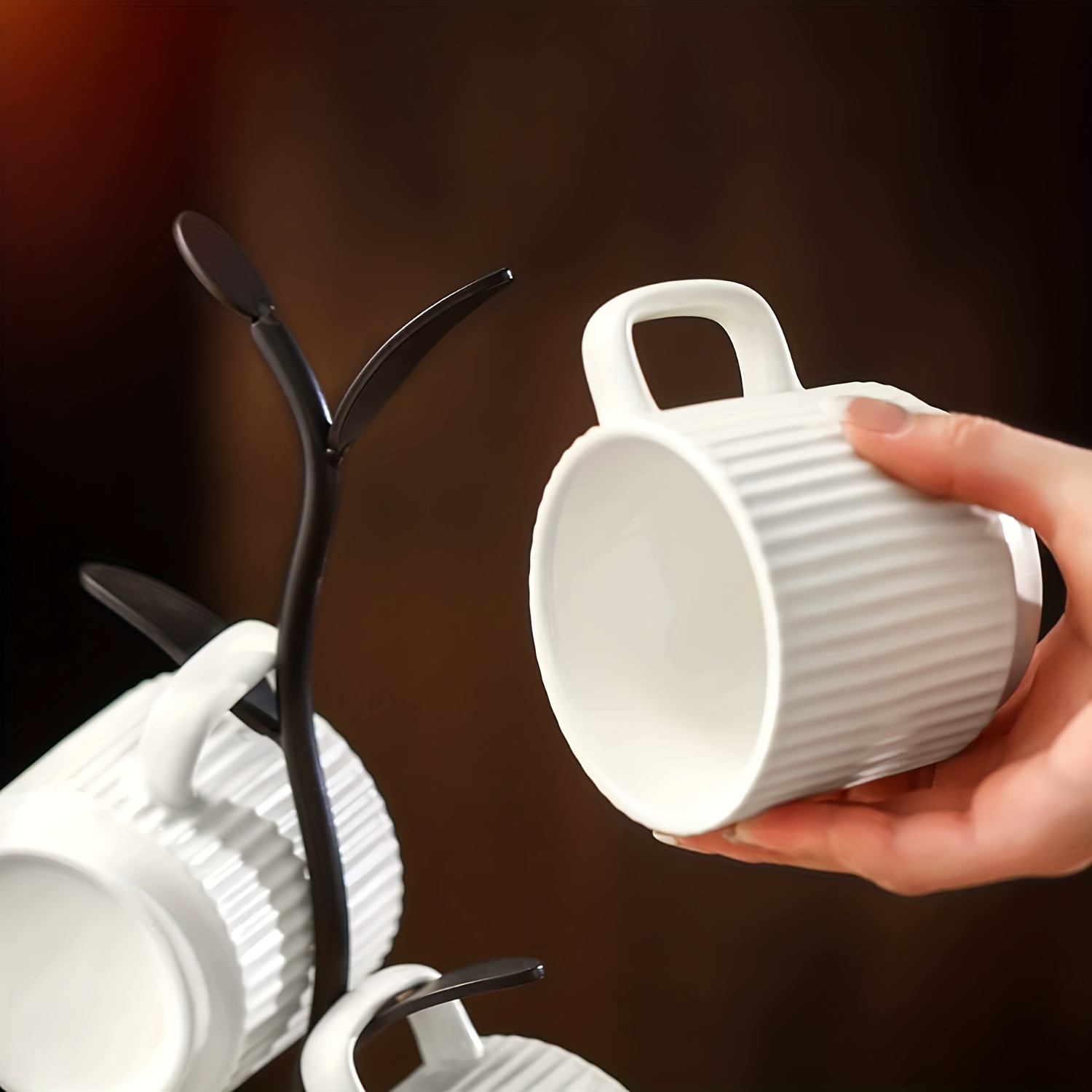 OROPY Soporte para taza de café para encimera, estante de árbol de 14  ganchos para 14 tazas, soporte de exhibición de tazas de 2 niveles con base  de