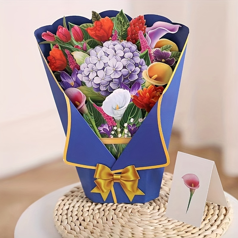 Freshcut Paper Pop Up Cards, English Daffodils, 12 inch Life Sized Forever  Flower Bouquet 3D Popup Greeting Cards with Note Card and Envelope