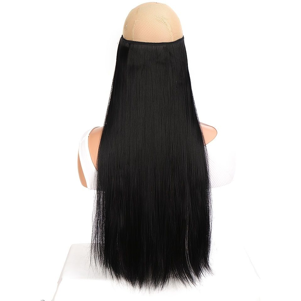 Synthetic No Clip Straight Hair Extensions 24inch Ombre Natural Black  Blonde Red One Piece False Hairpiece Fish Line Fake Hair Piece | Shop The  Latest Trends | Temu