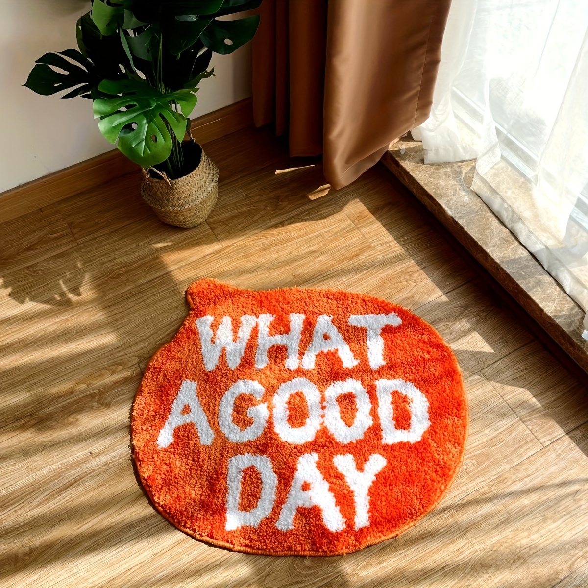 What A Good Day Positive Quote Decorative Orange Floor Mat Small Rug 45 x  50cm - Feel Good Decor