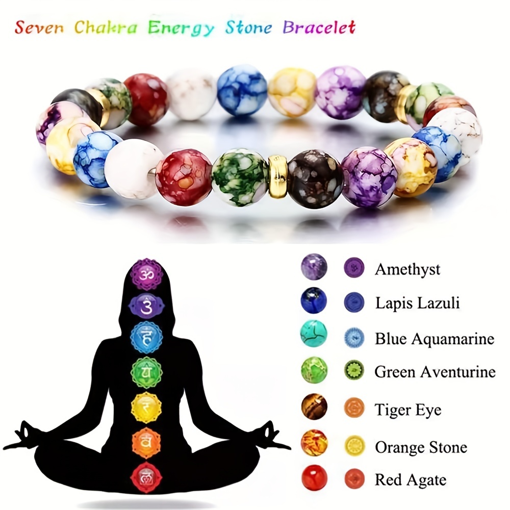 1pc 7 Chakra Natural Stone Bracelet Men Women Bracelet Yoga Lotus  Adjustable Energy Jewelry Reiki Healing Beads Bracelet, Quick & Secure  Online Checkout