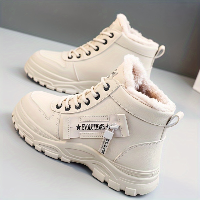 

Women's Letter Graphic Thick Fleece Lined Comfy Snow Boots With Side Zippers, Anti-slip Versatile Warm Ankle Boots