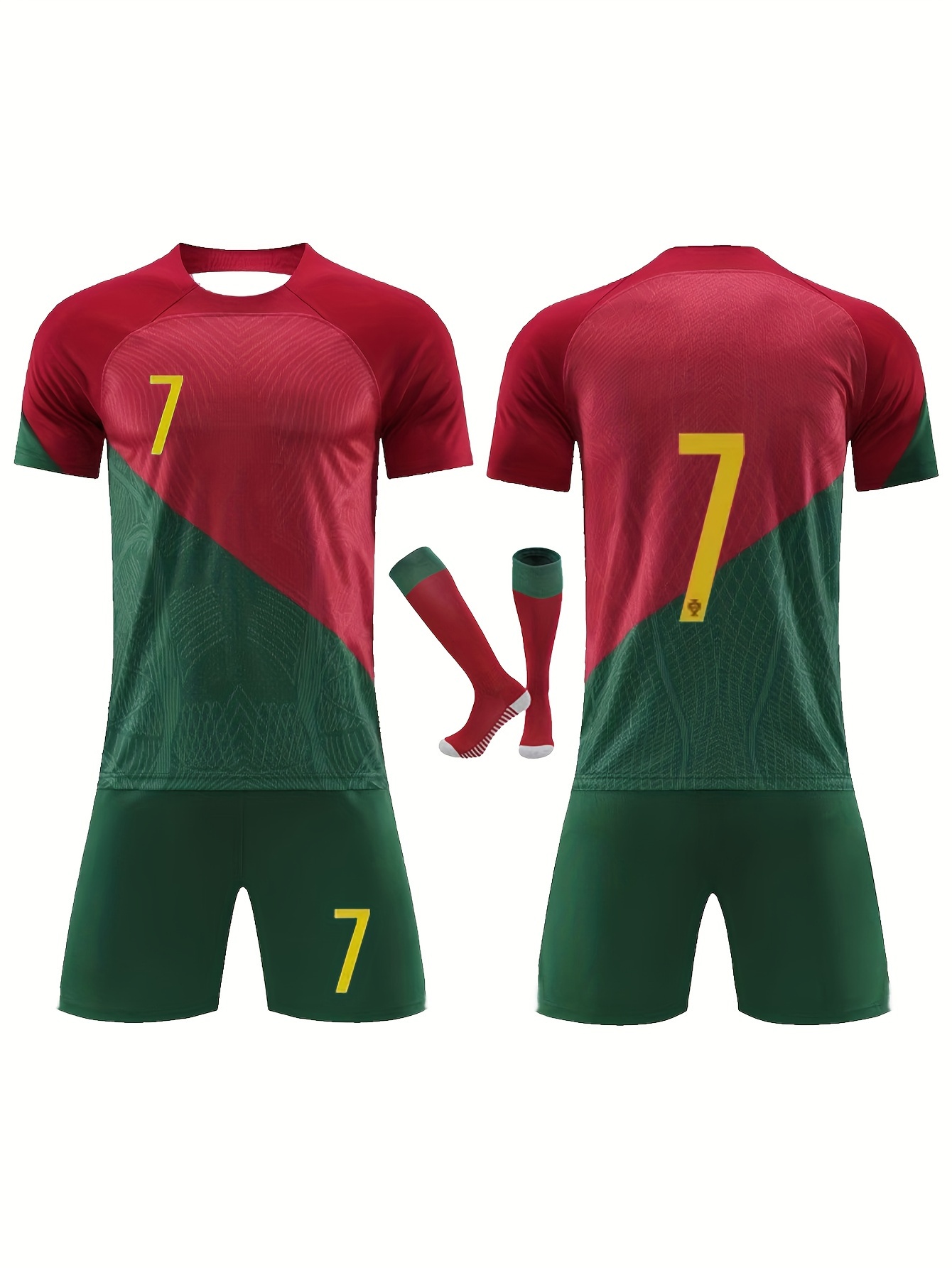 Soccer Jersey Football Kit For Adult and Kids, 2023 No 7 Football Jersey Men's Activewear T-Shirts Soccer Kit Set Boys' Football Training Shirts