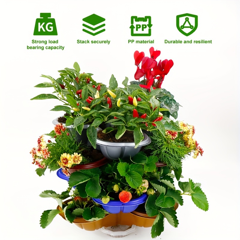 Pots de plantes empilables en plastique, pots de fleurs, légumes