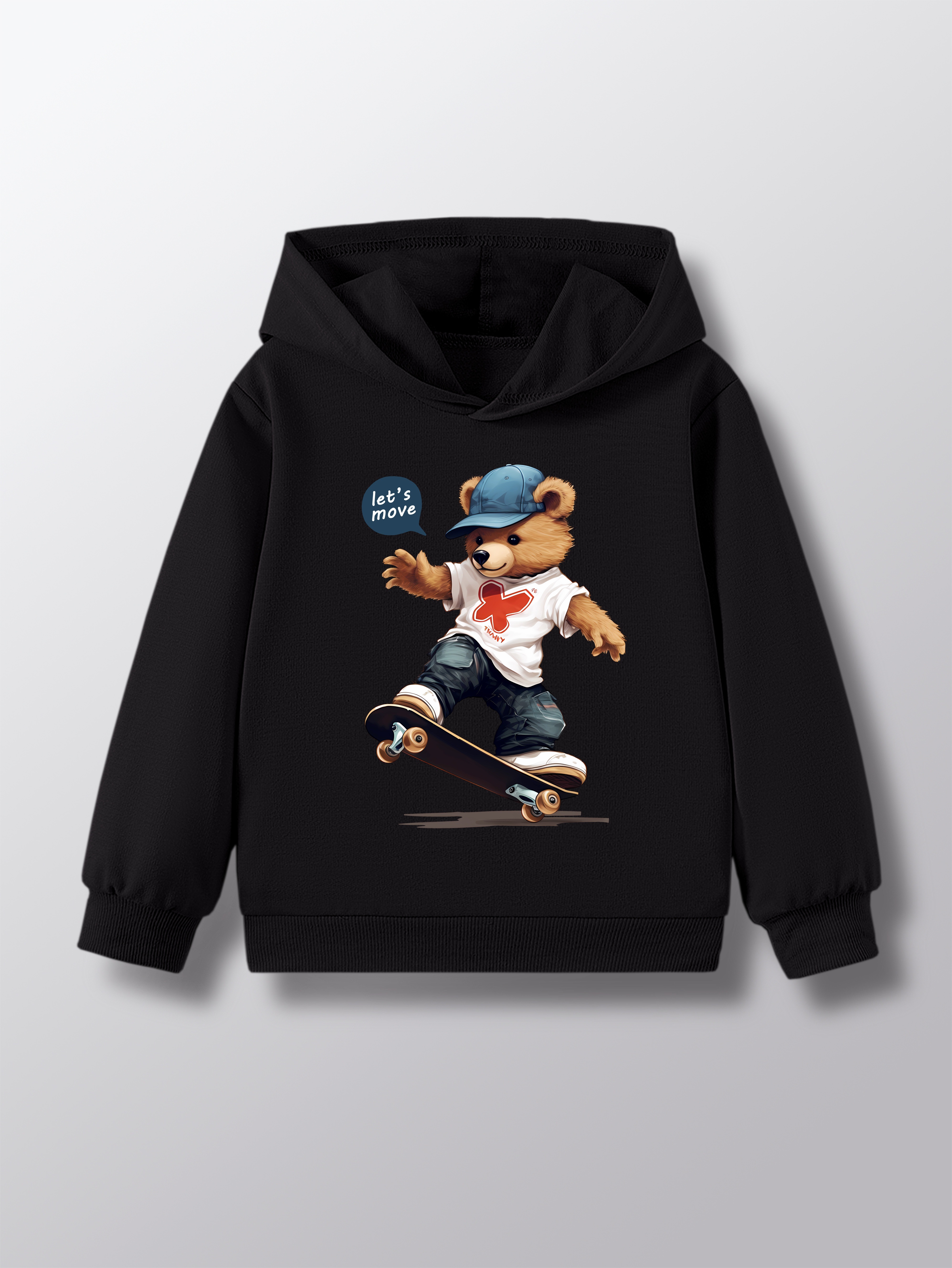 Cool Bear Skateboarding Print Cute&cozy Hoodie For Kids Boys - Keep Him  Warm And Stylish! - Temu