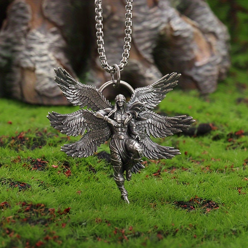 Six Winged Angel Warrior Prayer Pendant Necklace