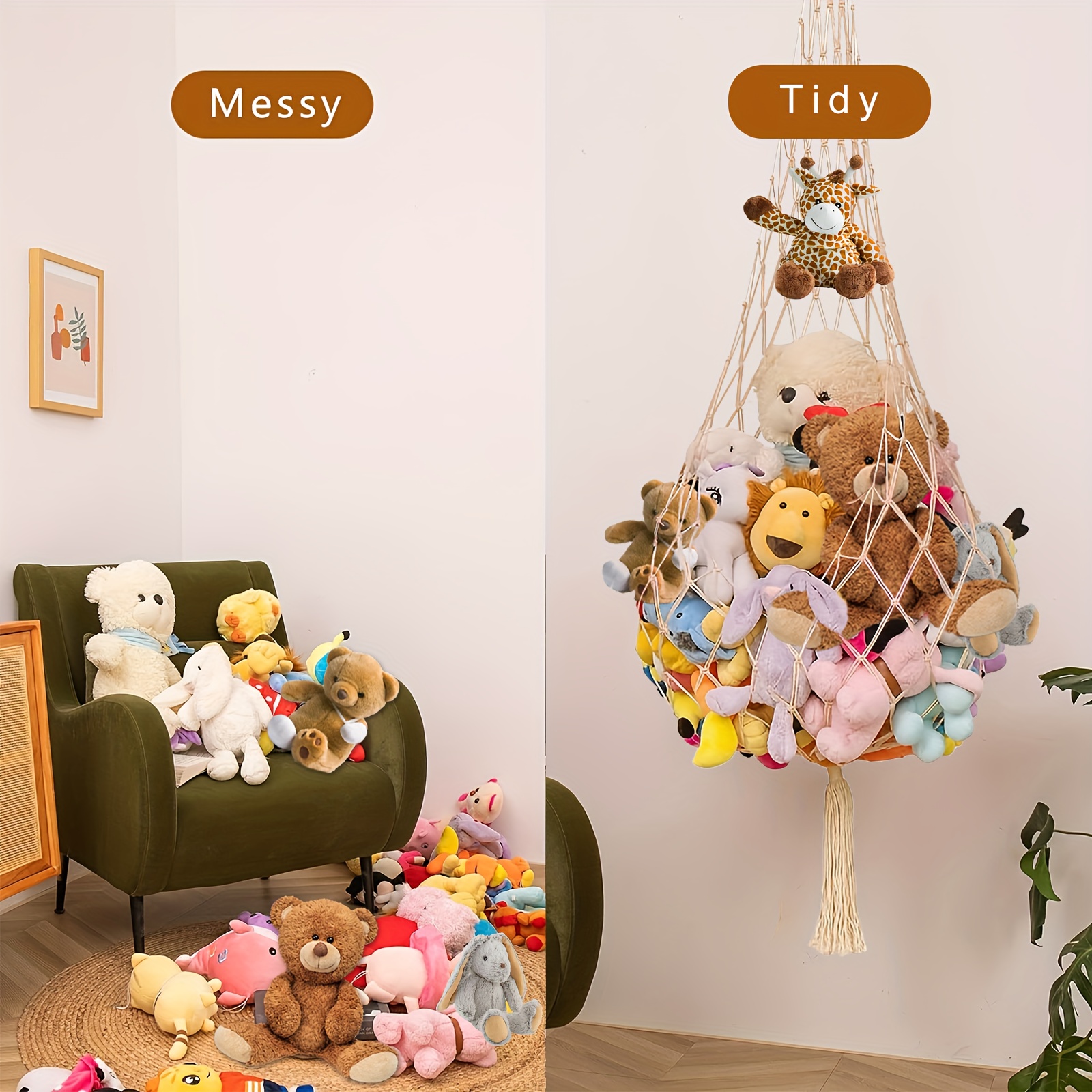 Stuffed Animal Hammock With Tassels Toy Storage Organizer - Temu