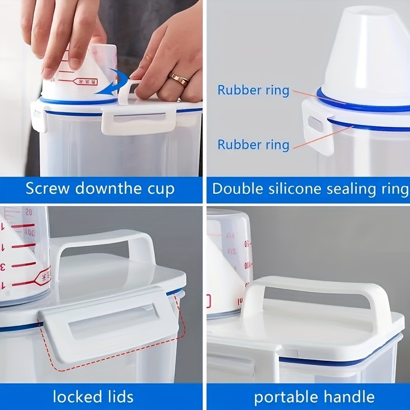 Rice Bucket With Measuring Cup Collapsible Rice Bucket Large - Temu