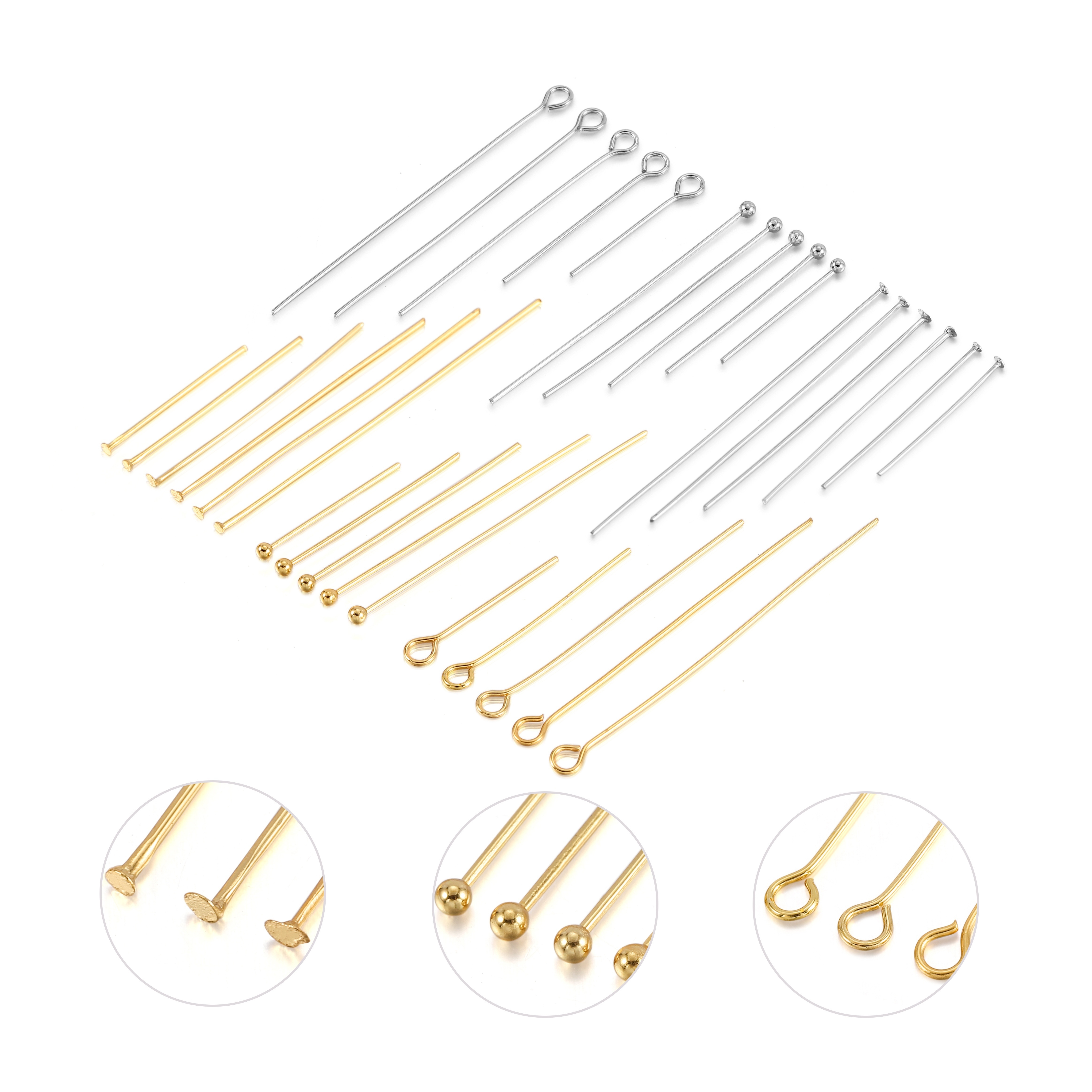 Flat Headpins T Pins 2 Inch 20 Gauge 20G, 1.8mm Head, Jewelry Making,  Silver Findings, Silver Plated, 100pcs 