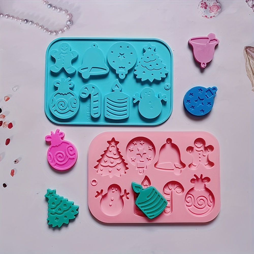

1pc 8-cavity Christmas Silicone Cookie Mold, Christmas Tree Elk Bell Snowman Shaped, Cake Chocolate Biscuit Mold, Kitchen Handmade Candy Jelly Pudding Mold, Christmas Accessories, Baking Tools