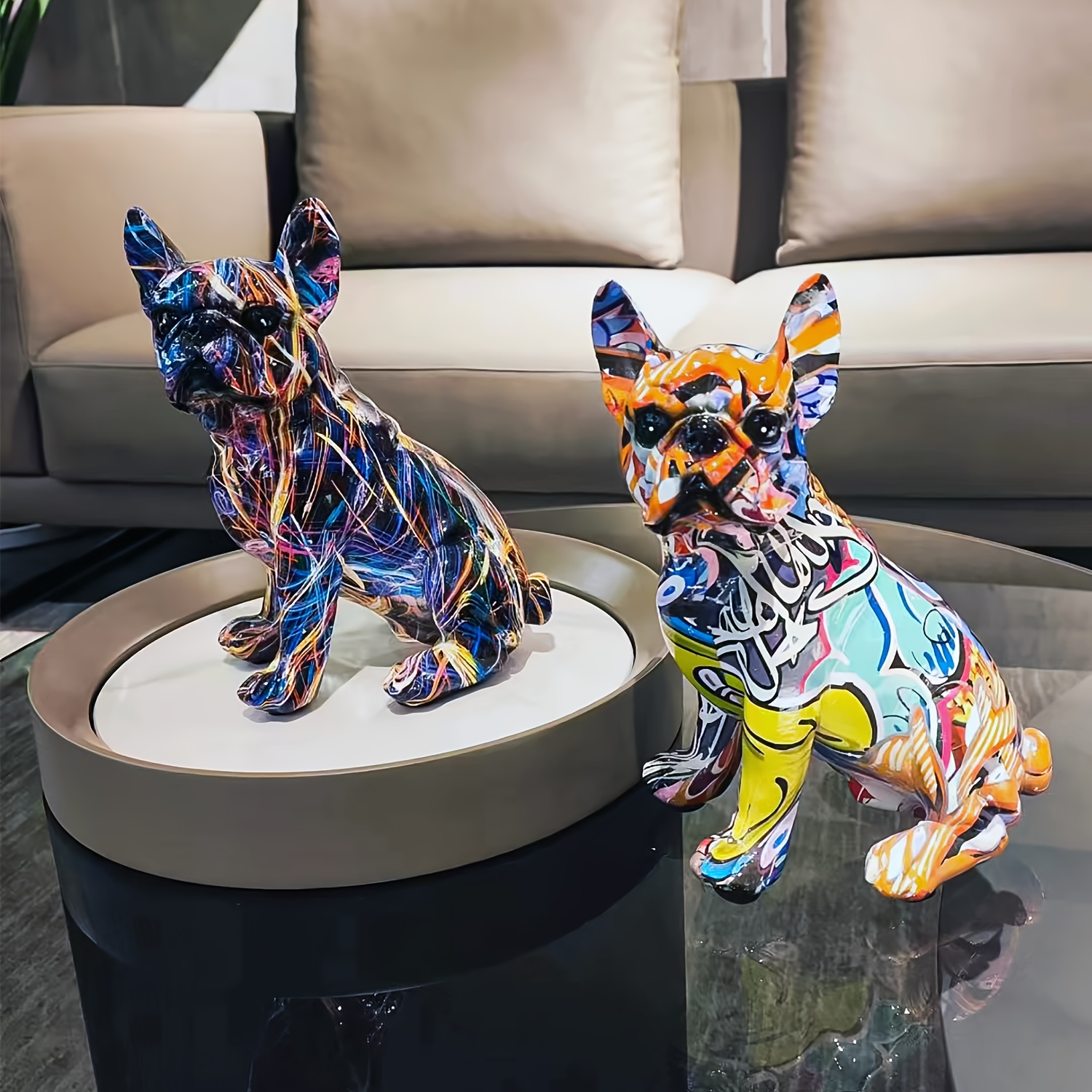 Figuras decorativas de estatuas coloridas abstractas para decoración del  hogar de gatos, decoración de resina para manualidades