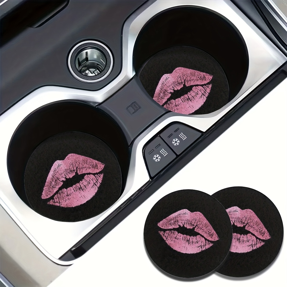 Lips Pattern Absorbent Car Cup Holder Coasters Car - Temu