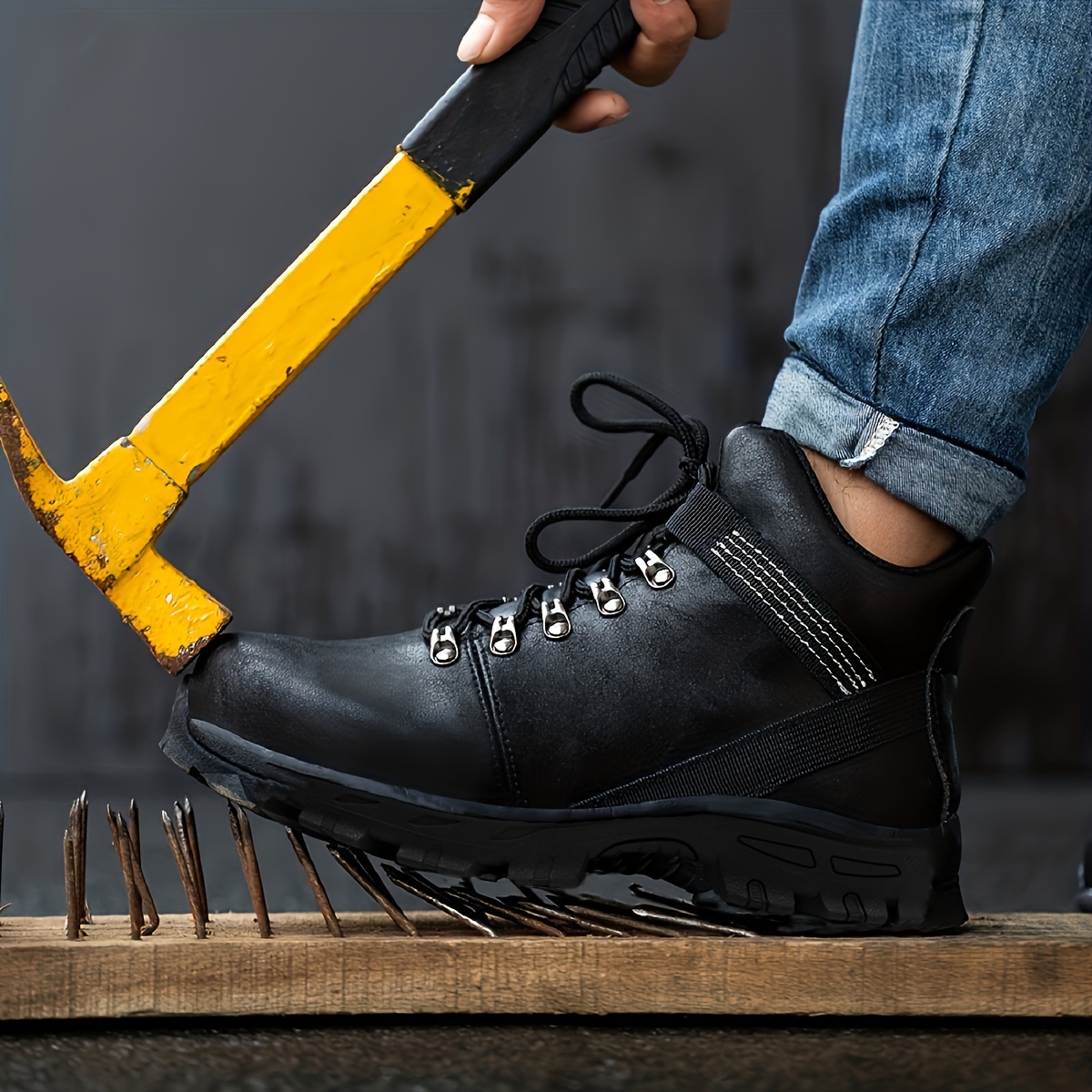 Men Stanley Leather Safety Work Boots Steel Toe Waterproof