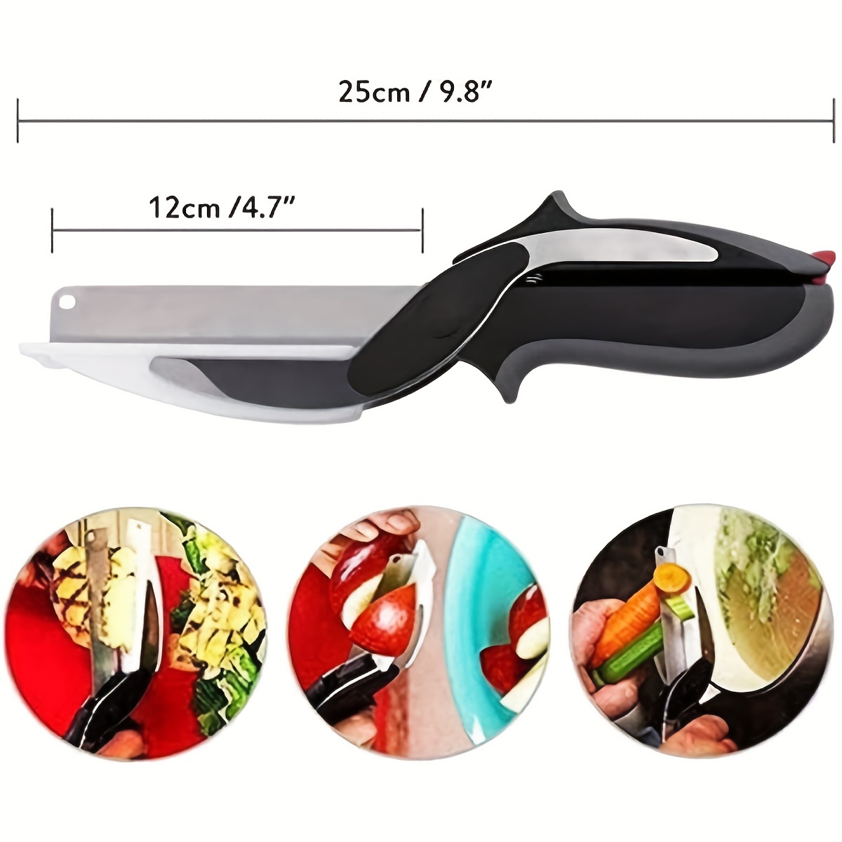 1pc Vegetable Scissors Chopping Board Smart Cutting Baby Food Scissors  2-in-1 Kitchen Tool