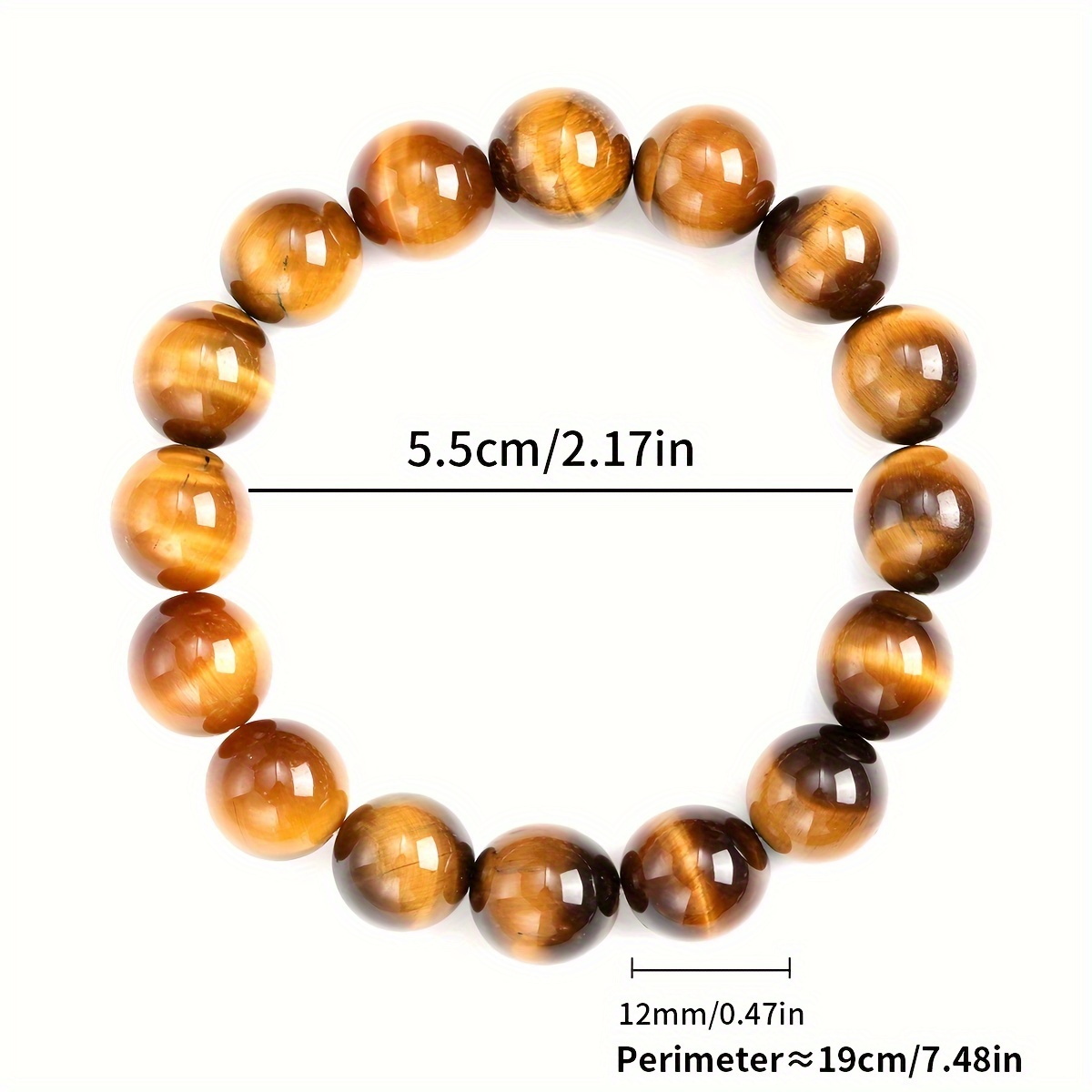 Bracelet Homme Œil de tigre perles 12mm - LES PIERRES DU TIBET