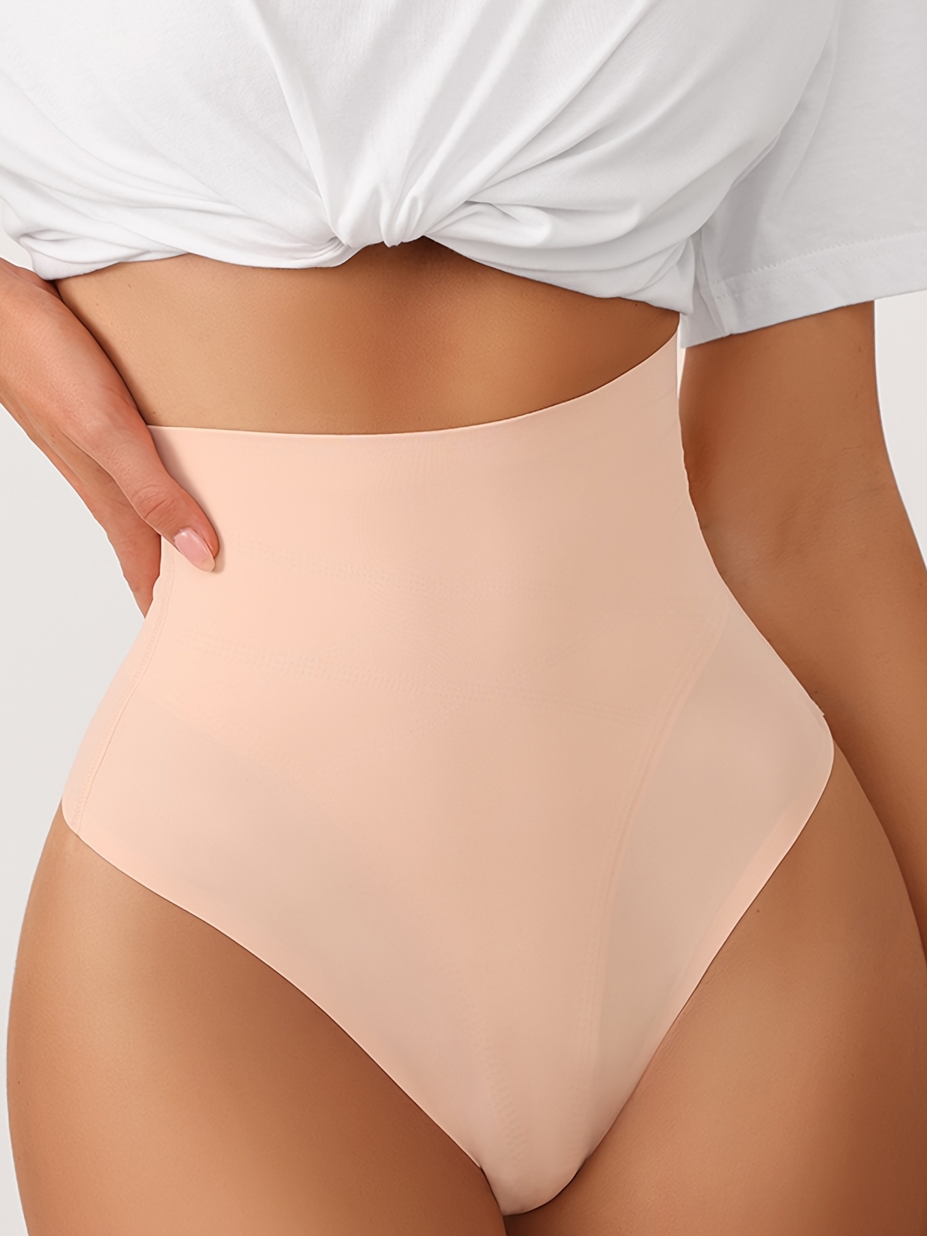 Women High Waist Body Shaper Thong Panties Tummy Control Underwear