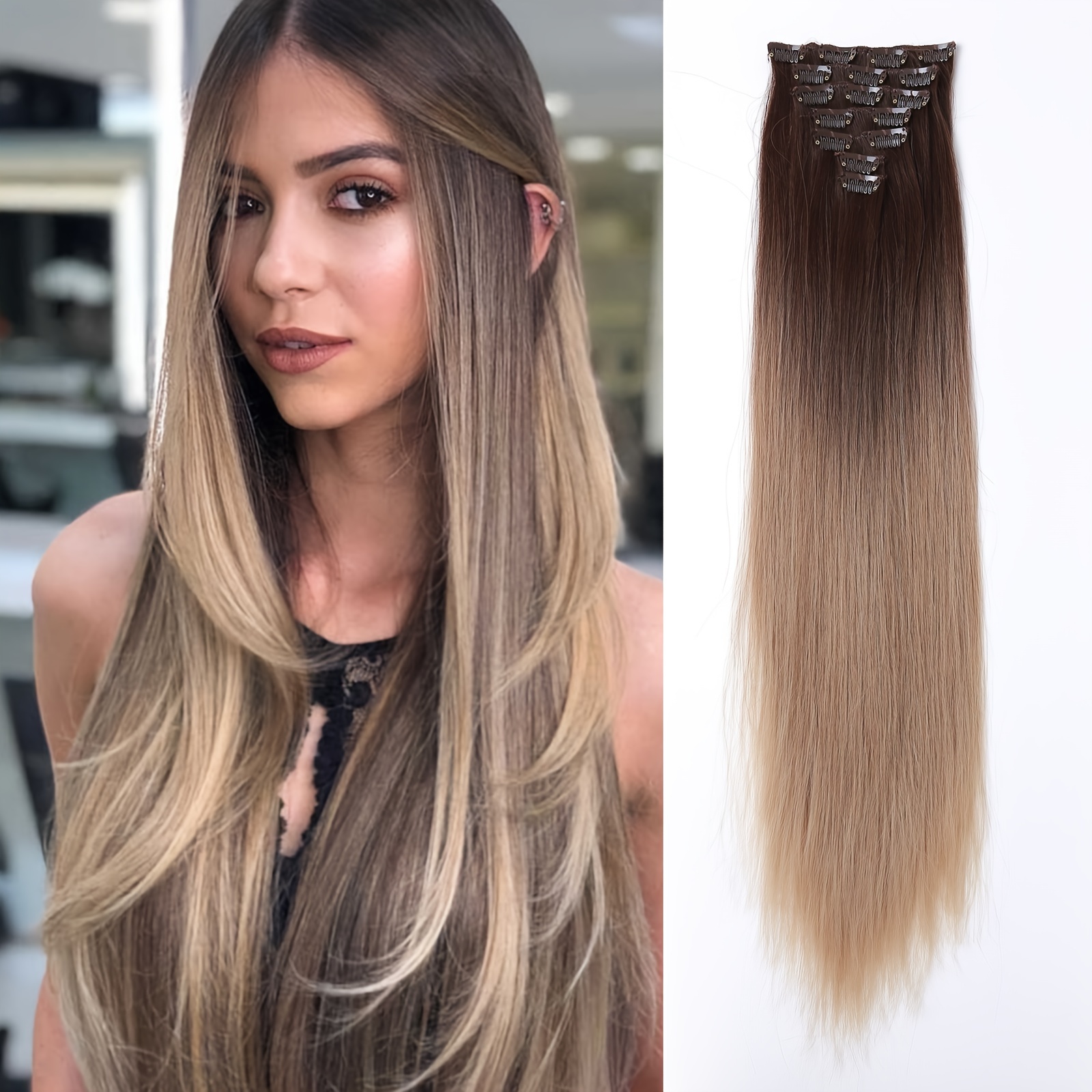 Clip Hair Extensions Gray Temu