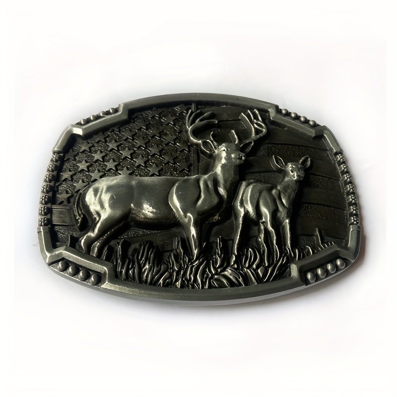 Zinc Alloy Deer Pattern Belt Buckle Retro Casual Western - Temu