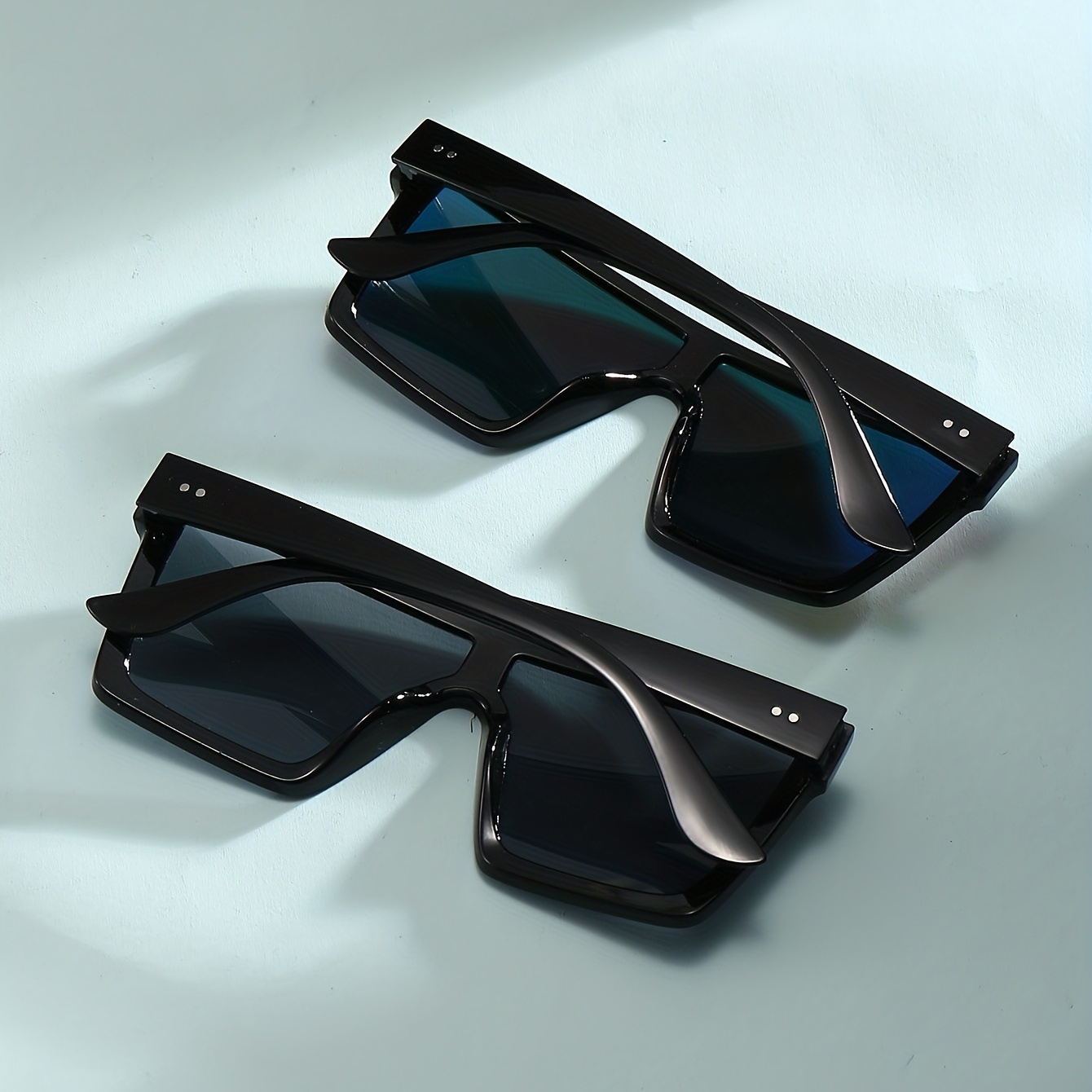 Men's Sunglasses Designer Fashion Flat Black Blue Mirror 