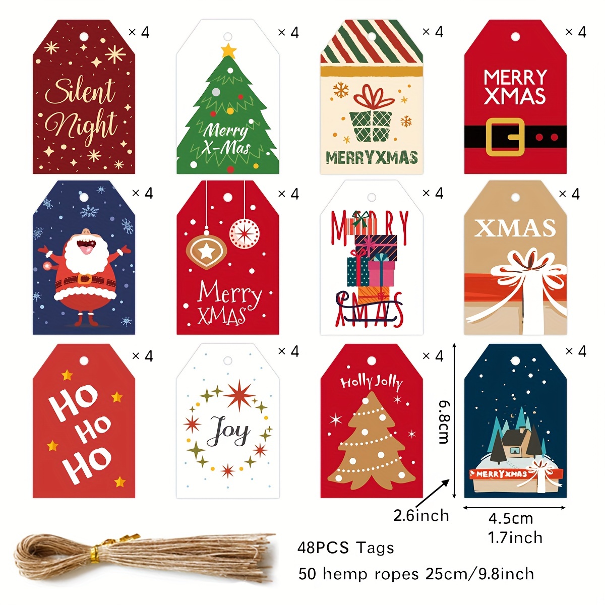 240 Pcs 12 Different Christmas Gift Tags Hanging Name Tags with
