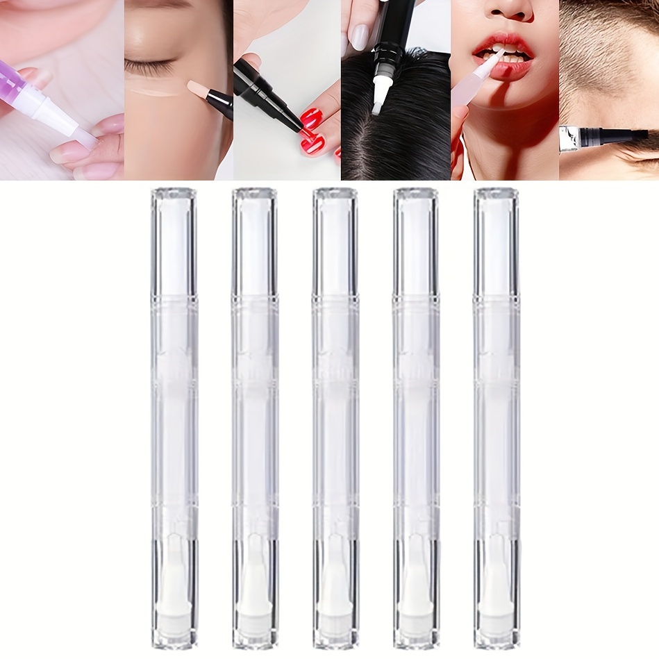 

5/10 Pack Transparent Pens, Empty Nail Oil Pen With Brush Tip, Cosmetic Lip Gloss Container Applicators