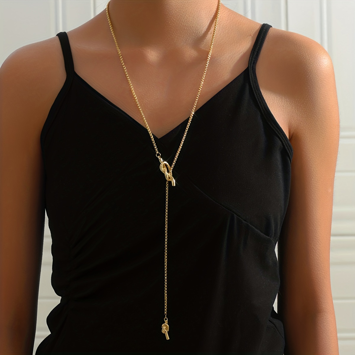 Lariat Tassel Necklaces for Women Gold Long Knotted Chain Necklac Y  Adjustable Tassel Pendant : : Clothing, Shoes & Accessories