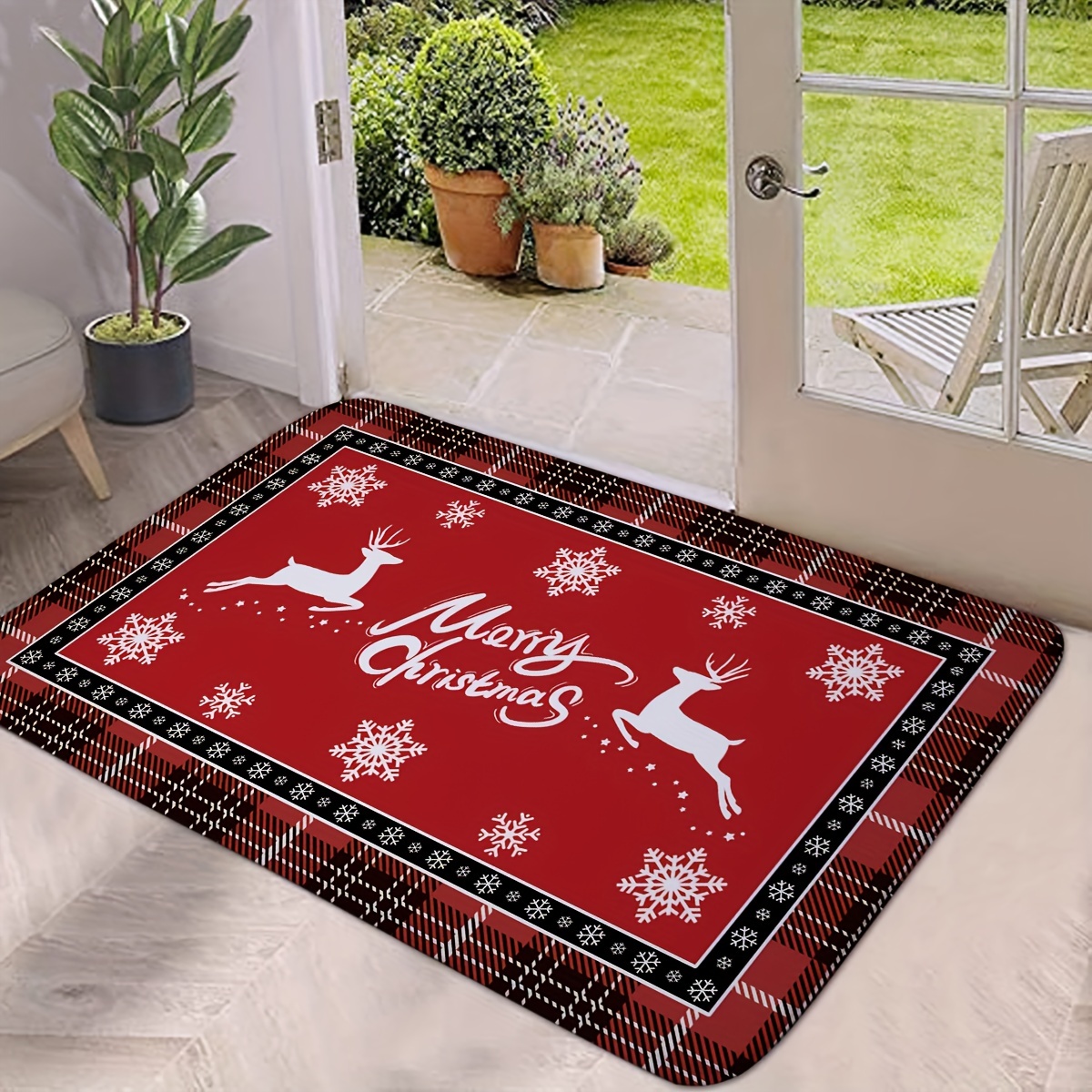 Black Snowflake Indoor Doormat Floormat Non Slip Door Rug